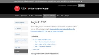 Login to TSD - University of Oslo