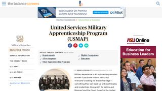 United Services Military Apprenticeship Program (USMAP)