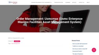 Order Management: Usmcmax (Usmc Enterpnse Maximo Facilities ...