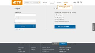 Sign In | Why Register? - TE - TE Connectivity