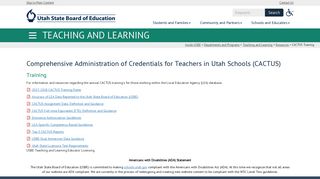 CACTUS Training - Utah State Board of Education - Utah.gov