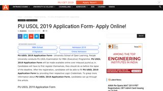 PU USOL 2019 Application Form- Apply Online! | AglaSem Admission