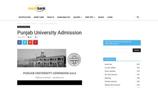 Punjab University Admission | puchd.ac.in - View Details - MockBank