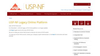 USP-NF Legacy Online Platform | USP-NF