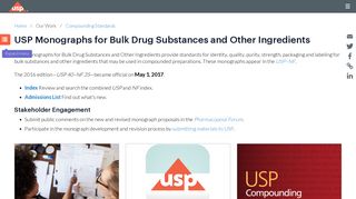 USP Monographs for Bulk Drug Substances and Other Ingredients | USP