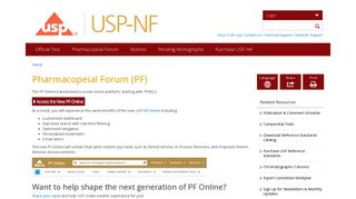Pharmacopeial Forum (PF) | USP-NF