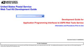 Development Guide for USPS Webtools API Services - USPS.com