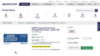 USPS Corporate Account Postage/Fees Paid Label | USPS.com