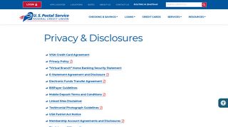 Privacy & Disclosures - USPS Federal Credit Union