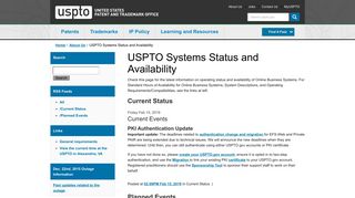 Systems Status - USPTO Systems Status and Availability
