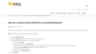 How do I connect to the USQ Wi-Fi on my Android device?: Ask USQ ...