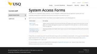 System Access Forms - University of Southern Queensland - USQ