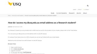 How do I access my @usq.edu.au email address as a Research ...
