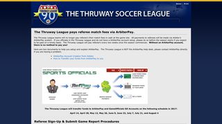 The Thruway League pays referee match fees via ArbiterPay. - NYSW ...