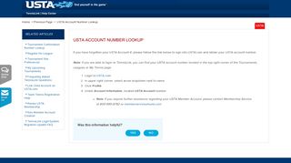 USTA Account Number Lookup - TennisLink | Help Center
