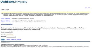 User Login - Banner - Utah State University