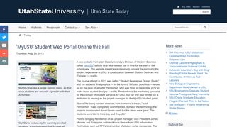 'MyUSU' Student Web Portal Online this Fall - Utah State University