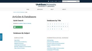 USU Libraries | Articles and Databases