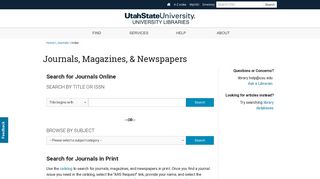 USU Libraries | Journals, Magazines, & Newspapers