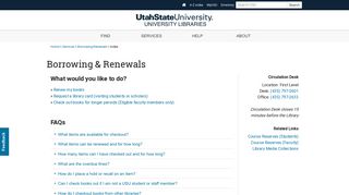 USU Libraries | Renewals, Borrowing, and Circulation