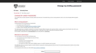 Change my UniKey password - The University of Sydney