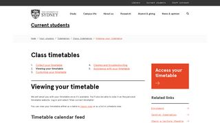 Viewing your timetable - The University of Sydney
