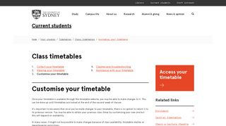 Customise your timetable - The University of Sydney