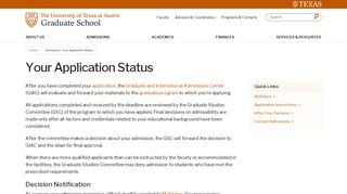 Your Application Status - Graduate School (UT-Austin) - The University ...