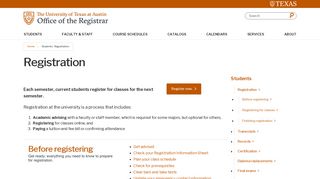 Registration | Office of the Registrar | The University of Texas at Austin