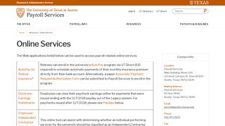 Online Services | Payroll Services | The University of Texas at Austin