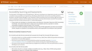 Accessibility Scanning and Assessments - UT EID Login - ServiceNow