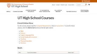 UT High School Courses - The University of Texas at Austin