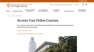 Student Login - UT High School - The University of Texas at Austin