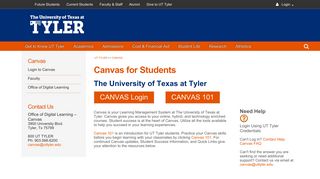 Canvas Learning Management System Information for ... - UT Tyler