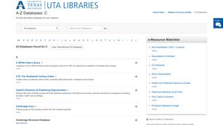 AZ Databases: C - Subject and Course Guides - UTA