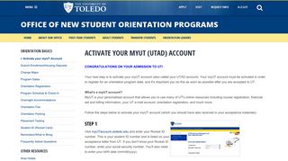 Activate Your myUT (UTAD) Account - University of Toledo