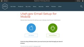Utah.gov Email Setup for Mobile | Department of Technology Services
