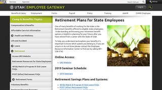 Retirement Plans for State Employees - Utah Department of Human ...