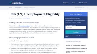 Utah Unemployment Eligibility and Benefits - Eligibility.com