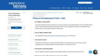 Filing an Unemployment Claim - Utah - Workplace Fairness