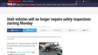 Utah vehicles will no longer require safety inspections starting Monday ...