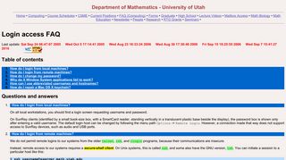 University of Utah Mathematics Department FAQ: Login access