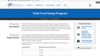 Utah Food Stamp Program | Benefits.gov