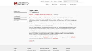 UTAS Email - Orientation | University of Tasmania