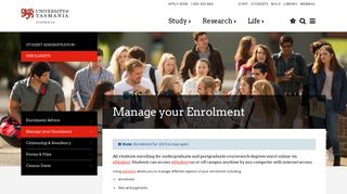 Manage your Enrolment - Enrolments | University of Tasmania
