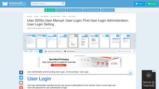 User Login; First User Login Administration; User Login Setting - Utax ...