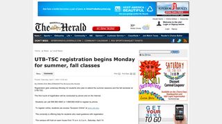 UTB-TSC registration begins Monday for summer, fall classes ...