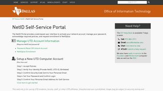 Office of Information Technology | NetID Self-Service Portal - UT Dallas