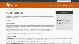 Office of Information Technology | NetID vs UTD-ID - UT Dallas