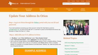 Update Your Address In Orion - International Student ... - UT Dallas